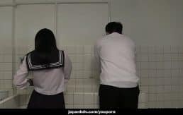 Japanese schoolgirl, Sayaka Aishiro gives great handjobs to friends, uncensored